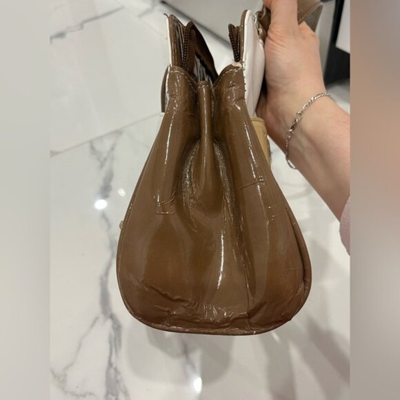 Y2K Italian Design Brown Shoulder Bag Faux Leather Spacious Everyday Handbag - Picture 11 of 12